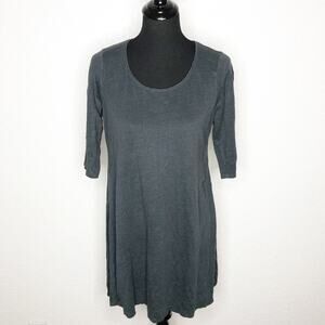 Eileen Fisher charcoal gray linen scoop neck tunic top size Medium